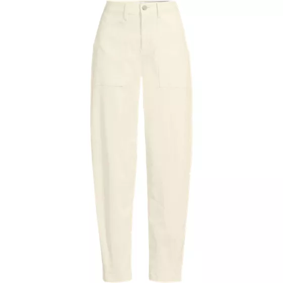 Women's Plus Size Chino High Rise Barrel Leg Utility Ankle Pants - primary