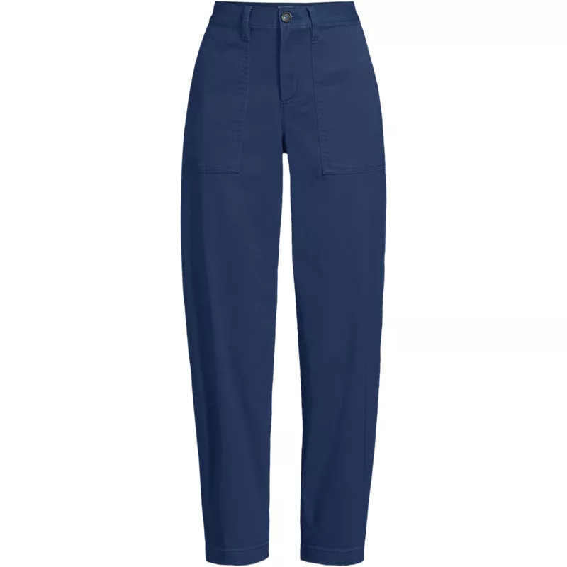 Women's Chino High Rise Barrel Leg Utility Ankle Pants, Front