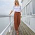 Women's Petite Chino High Rise Barrel Leg Utility Ankle Pants, alternative image