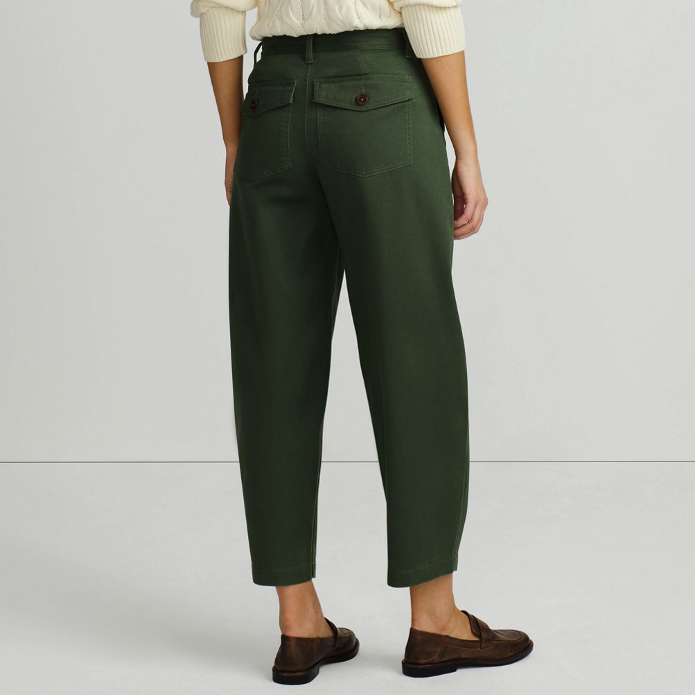 Women's Chino High Rise Barrel Leg Utility Ankle Pants