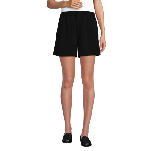 Women's High Rise Pleated Crepe 7" Shorts, Front