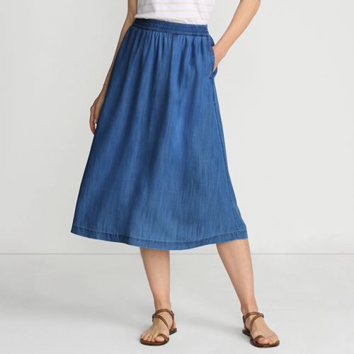 Jupe Midi Fluide en Lyocell Femme Stature Standard