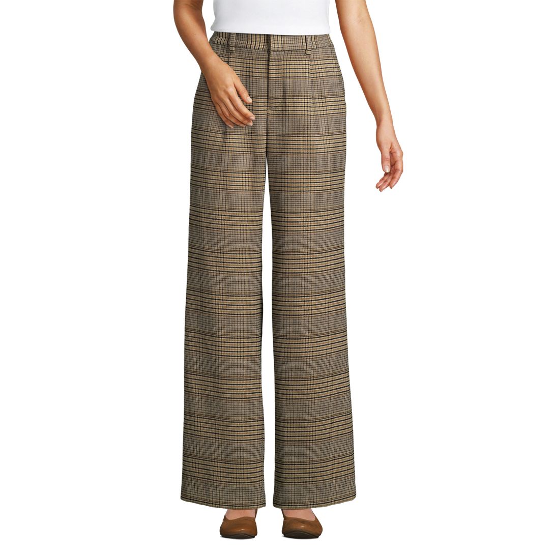 Women's Brushed Flannel High Rise Pleated Wide Leg Pants