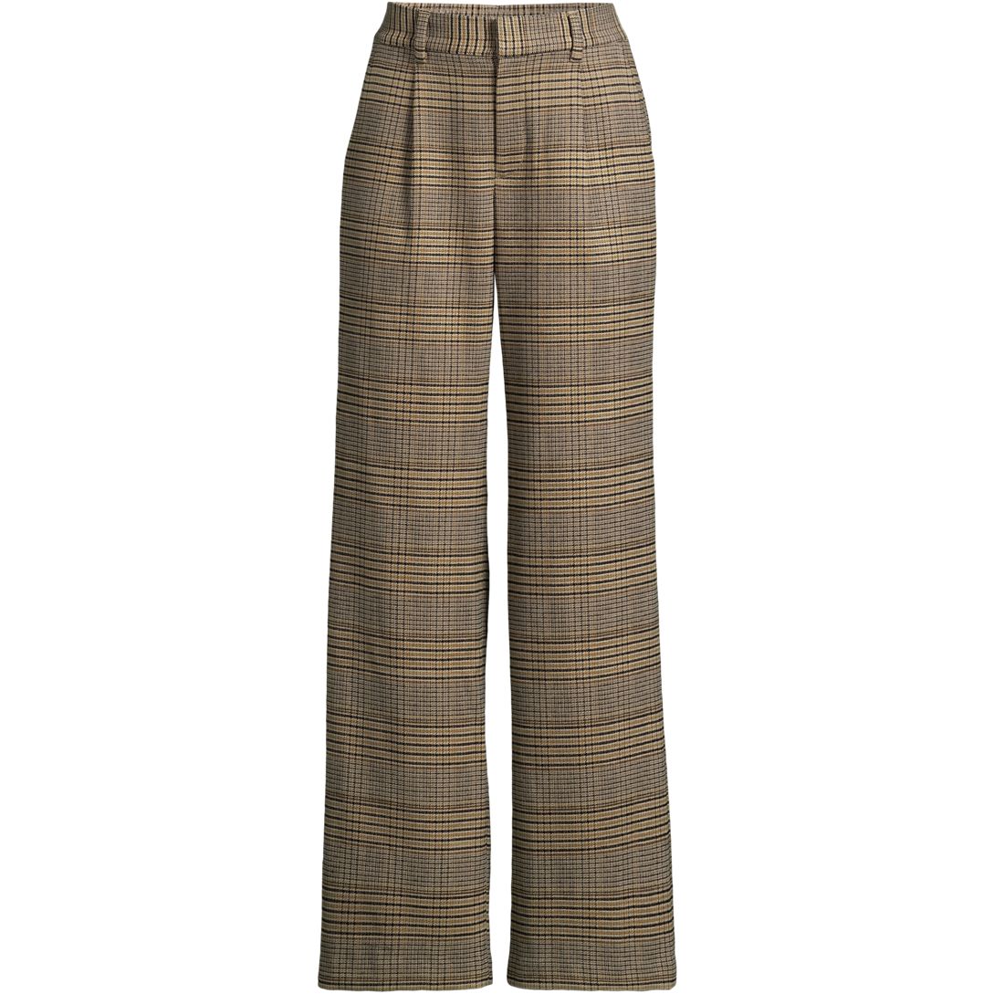 Women's Brushed Flannel High Rise Pleated Wide Leg Pants