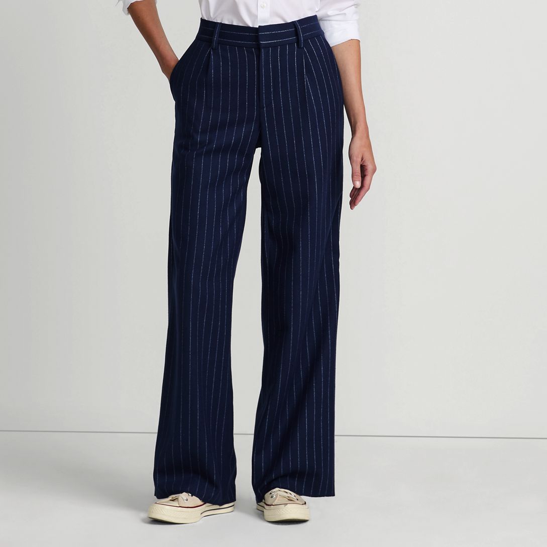 Women's Brushed Flannel High Rise Pleated Wide Leg Pants