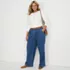 Women's Plus Size High Rise Soft Denim Pleated Wide Leg Trousers, alternative image