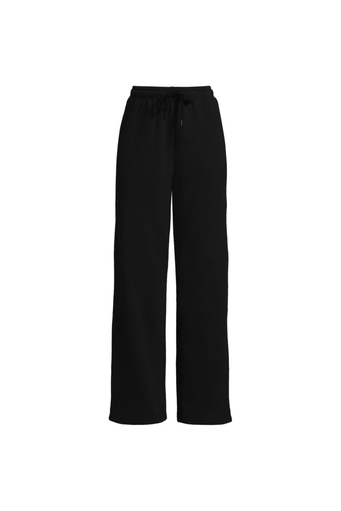 Lands' End Women's Tall Serious Sweats High Rise Relaxed Straight Leg Pants - Set Bottom In Black