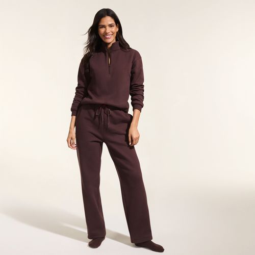 Serious Sweats Relaxed Straight Leg Joggers, Women, size: M, petite, Brown, Cotton-blend/Poly-blend, by Lands' End