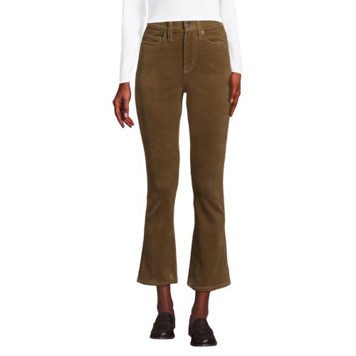  Lands' End Knöchellange Feincord-schlaghose High Waist, Damen, Größe:36 Petite, Braun, Baumwoll-mischung, By Lands' End 