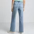 Women's Denim High Rise Button Front Patch Pocket Wide Leg Jeans, Back