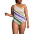 Women's Plus Size Shirred One Shoulder One Piece Swimsuit, Front