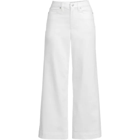 Women's Plus Size Denim High Rise Wide Leg Crop Jeans - primary