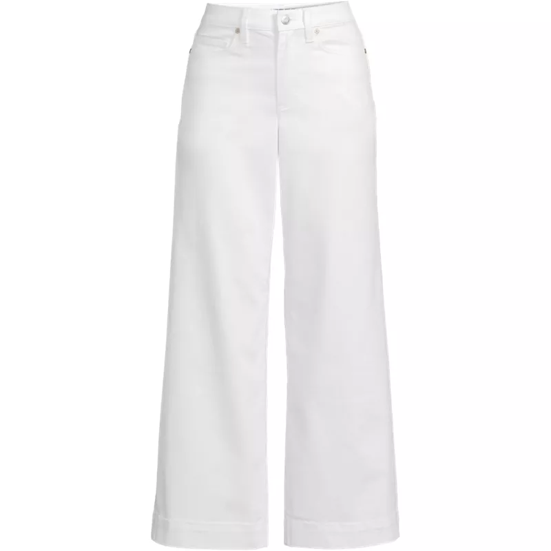 Women's Plus Size Denim High Rise Wide Leg Crop Jeans, Front