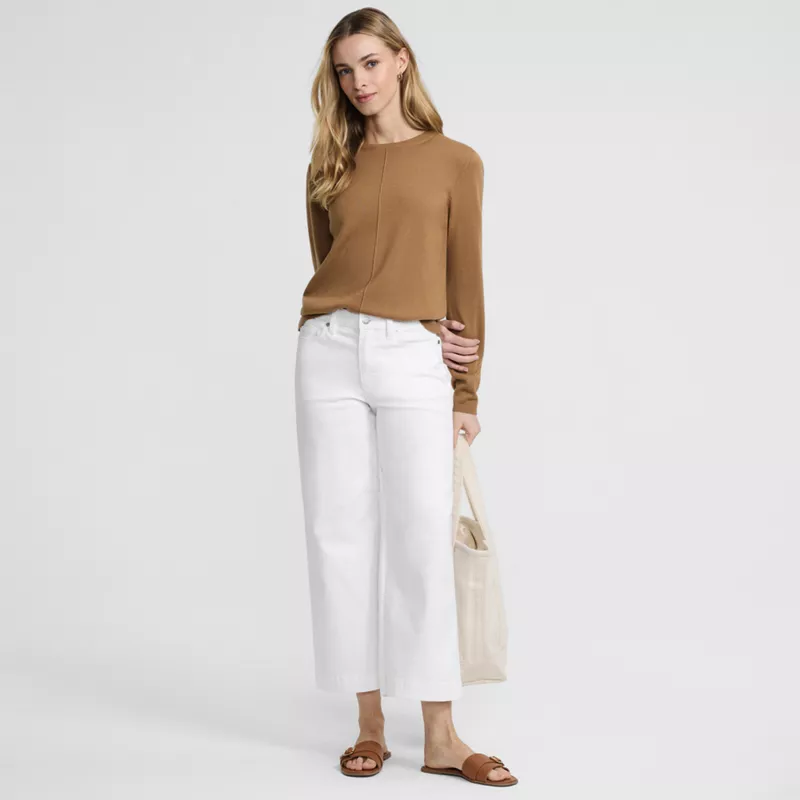 Women's Denim High Rise Wide Leg Crop Jeans, alternative image