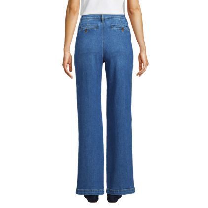 Women's Tall High Rise Soft Denim Pleated Wide Leg Trousers - image 5