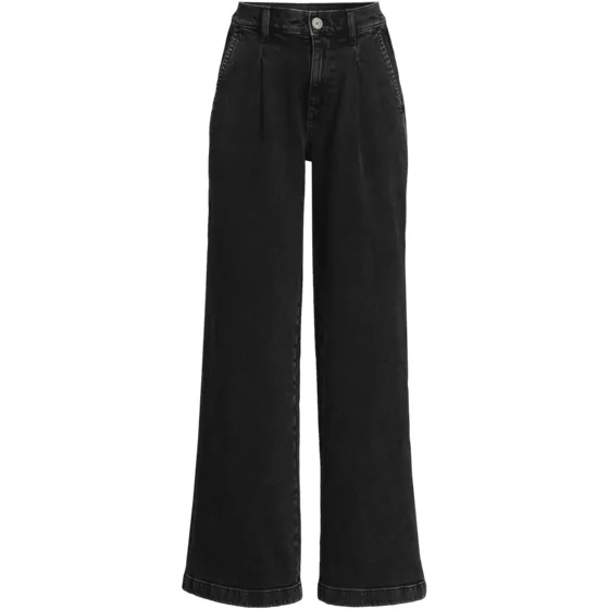 Women's High Rise Soft Denim Pleated Wide Leg Trousers - primary