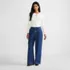 Women's High Rise Soft Denim Pleated Wide Leg Trousers, Front