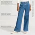 Women's High Rise Soft Denim Pleated Wide Leg Trousers, alternative image