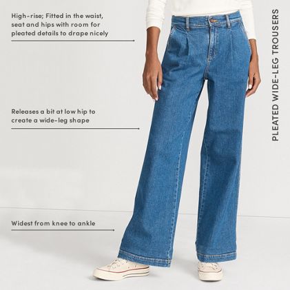 Women's Tall High Rise Soft Denim Pleated Wide Leg Trousers - image 6