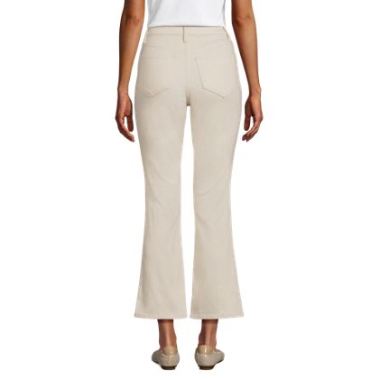 Women's Petite Recycled Denim High Rise Button Front Kick Flare Crop Jeans - image 5