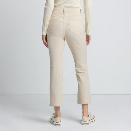 Women's Petite Recycled Denim High Rise Button Front Kick Flare Crop Jeans - image 1
