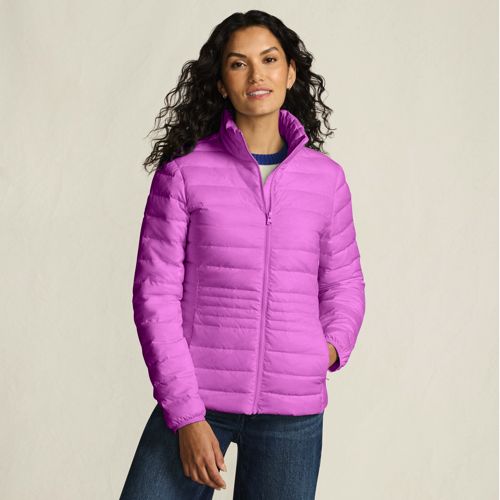 Wanderweight Down Quilt Jacket, Women, size: S, petite, Pink, Nylon, by Lands' End