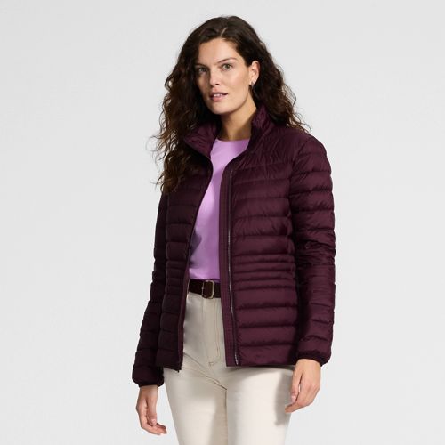 Wanderweight Down Quilt Jacket, Women, size: S, petite, Red, Nylon, by Lands' End