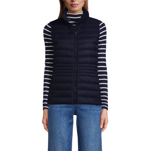  Lands' End Daunenweste Wanderweight Verstaubar Ultraleicht, Damen, Größe:44-46 Petite, Blau, Nylon, By Lands' End 
