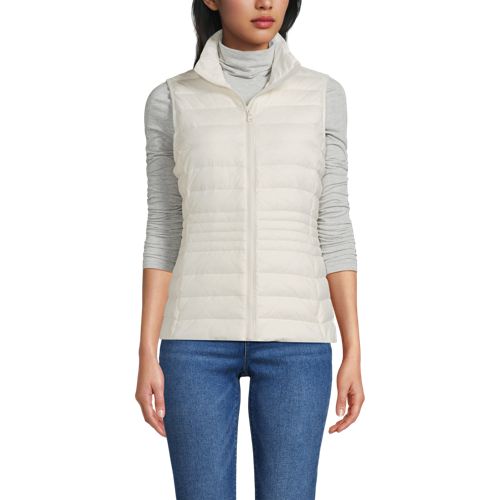  Lands' End Daunenweste Wanderweight Verstaubar Ultraleicht, Damen, Größe:44-46 Petite, Weiß, Nylon, By Lands' End 
