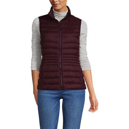  Lands' End Daunenweste Wanderweight Verstaubar Ultraleicht, Damen, Größe:32-34 Petite, Rot, Nylon, By Lands' End 