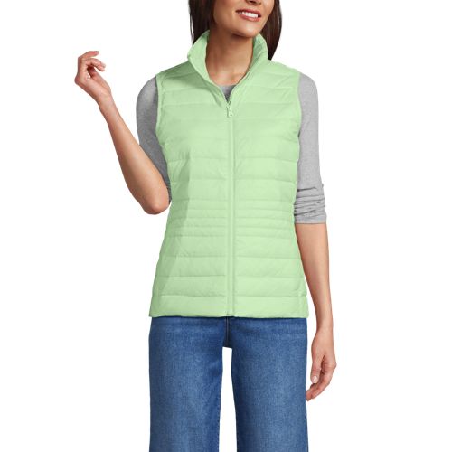  Lands' End Daunenweste Wanderweight Verstaubar Ultraleicht, Damen, Größe:44-46 Petite, Grün, Nylon, By Lands' End 
