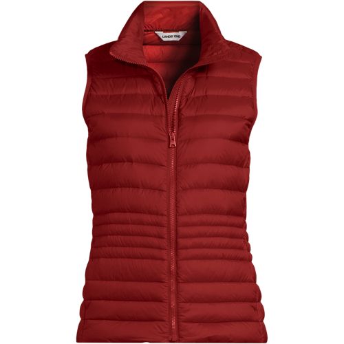 Wanderweight Down Ultralight Packable Gilet, Women, size: S, petite, Orange, Nylon, by Lands' End