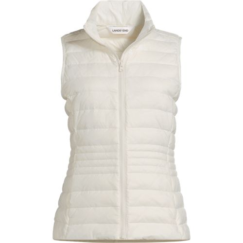  Lands' End Daunenweste Wanderweight Verstaubar Ultraleicht, Damen, Größe:44-46 Petite, Weiß, Nylon, By Lands' End 