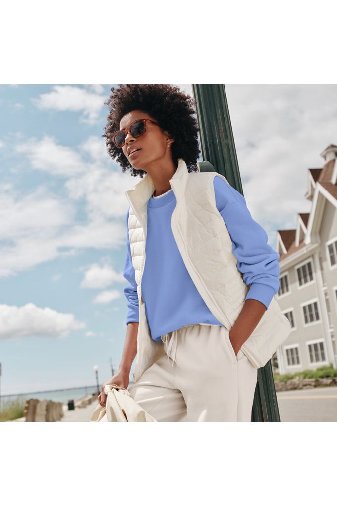 Lands' End Women's Petite Wanderweight Packable Down Vest In Ivory