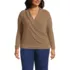 Women's Plus Size Long Sleeve Brushed Rib Wrap Top, Front