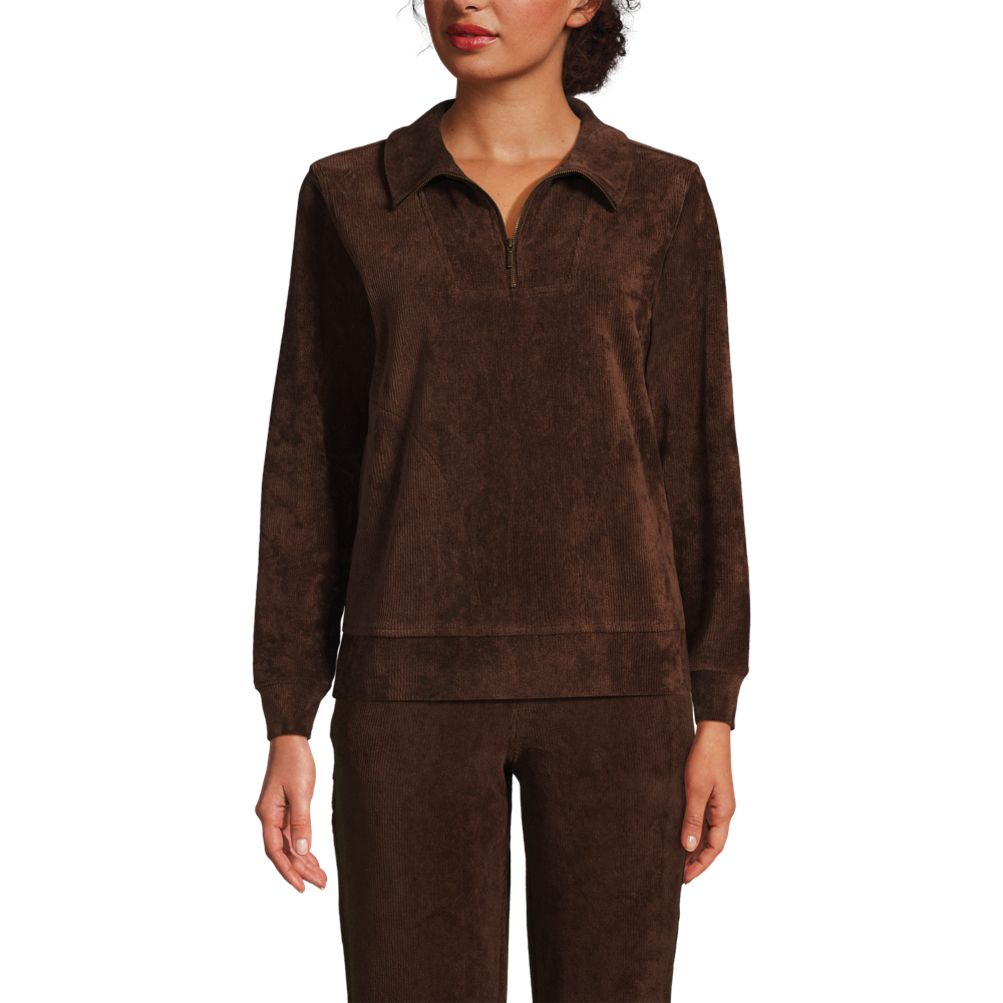 Women's Long Sleeve Sport Cord Quarter Zip Pullover | Lands' End