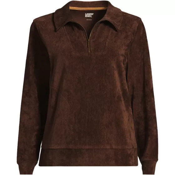 Women's Plus Size Long Sleeve Sport Cord Quarter Zip Pullover - primary