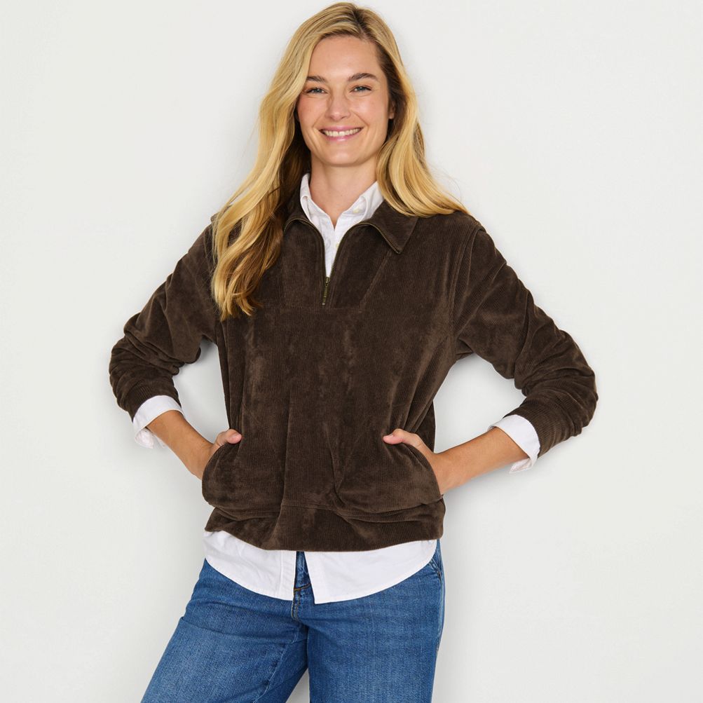 Women's Long Sleeve Sport Cord Quarter Zip Pullover | Lands' End