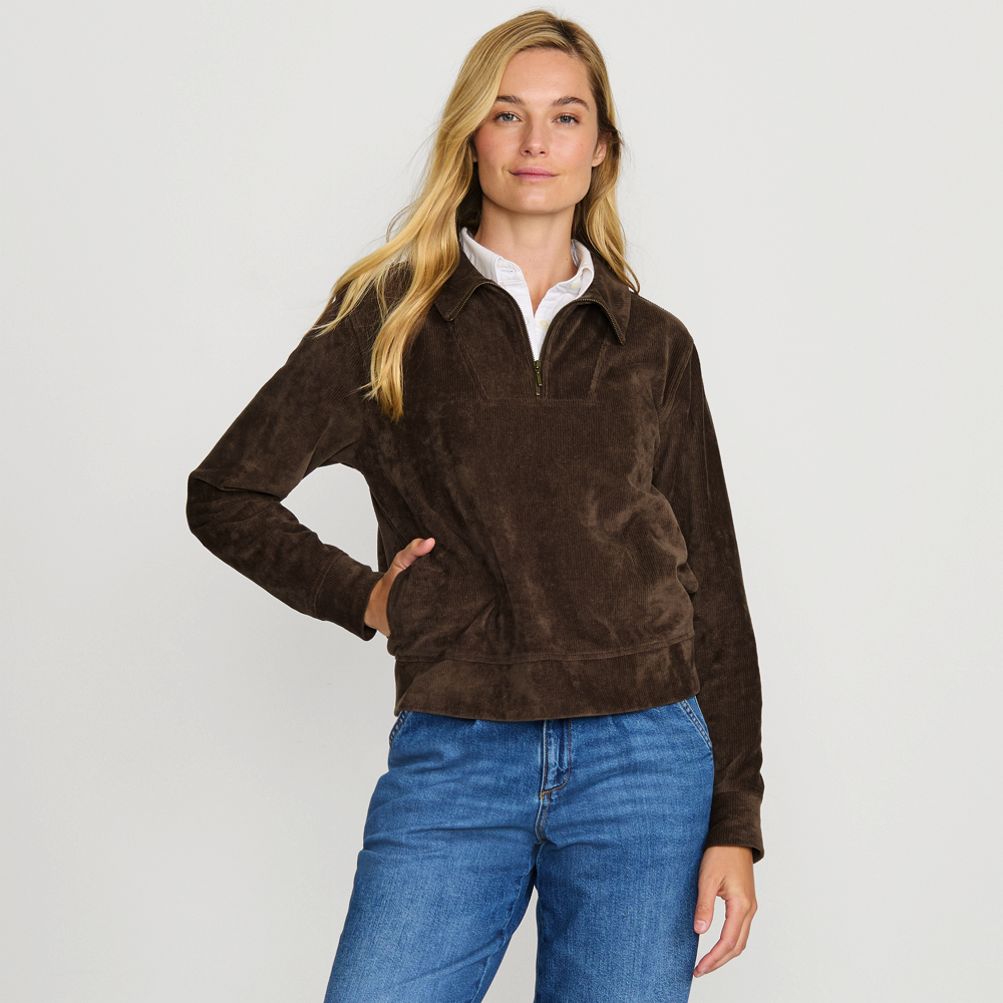 Women's Long Sleeve Sport Cord Quarter Zip Pullover | Lands' End
