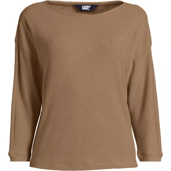 Women's 3/4 Sleeve Cozy Rib Dolman Top - primary