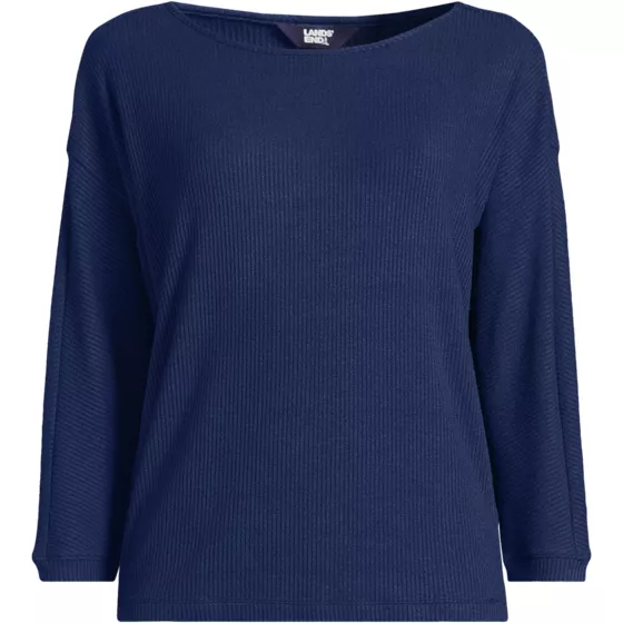Women's 3/4 Sleeve Cozy Rib Dolman Top - primary
