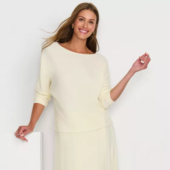 Women's 3/4 Sleeve Cozy Rib Dolman Top - primary