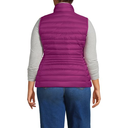  Lands' End Daunenweste Wanderweight Verstaubar Ultraleicht, Damen, Größe:48-50 Plus, Pink, Nylon, By Lands' End 