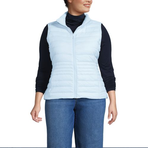  Lands' End Daunenweste Wanderweight Verstaubar Ultraleicht, Damen, Größe:48-50 Plus, Blau, Nylon, By Lands' End 