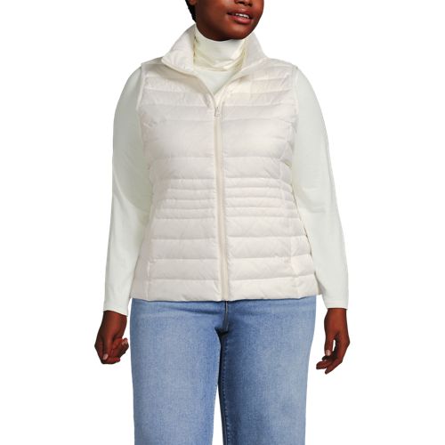  Lands' End Daunenweste Wanderweight Verstaubar Ultraleicht, Damen, Größe:48-50 Plus, Weiß, Nylon, By Lands' End 