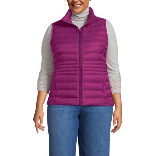  Lands' End Daunenweste Wanderweight Verstaubar Ultraleicht, Damen, Größe:48-50 Plus, Pink, Nylon, By Lands' End 