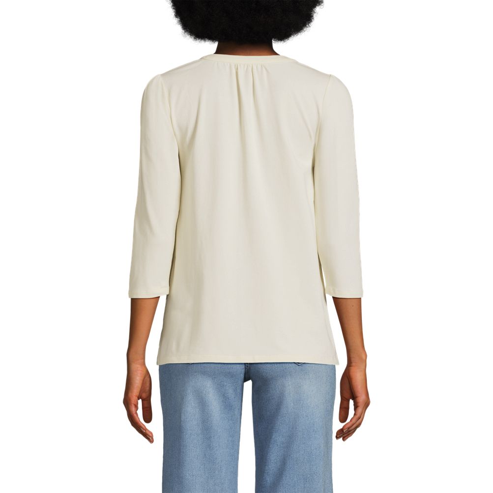 Women's 3/4 Sleeve Lightweight Jersey Lattice Detail Top