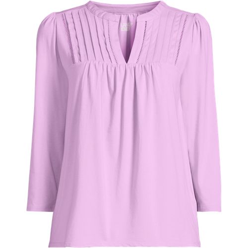 Women's 3/4 Sleeve Lightweight Jersey Lattice Detail Top