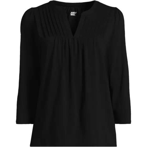 Women's 3/4 Sleeve Lightweight Jersey Lattice Detail Top - primary