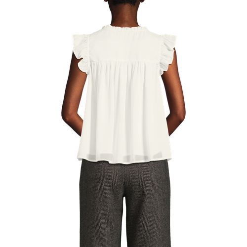 Women's Split Neck Satin Ruffle Blouse - image 5
